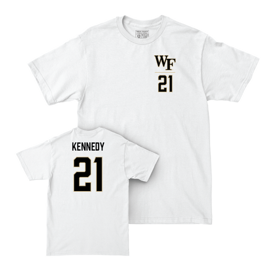 Wake Forest Men's Soccer White Logo Comfort Colors Tee - Julian Kennedy Small