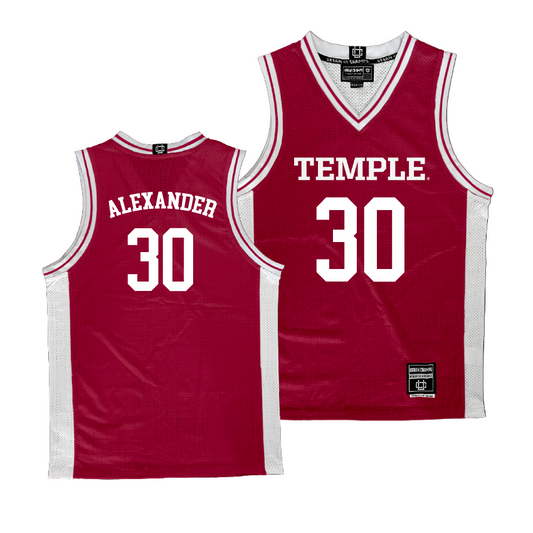 Temple Cherry Women's Basketball Jersey - Drew Alexander | #30