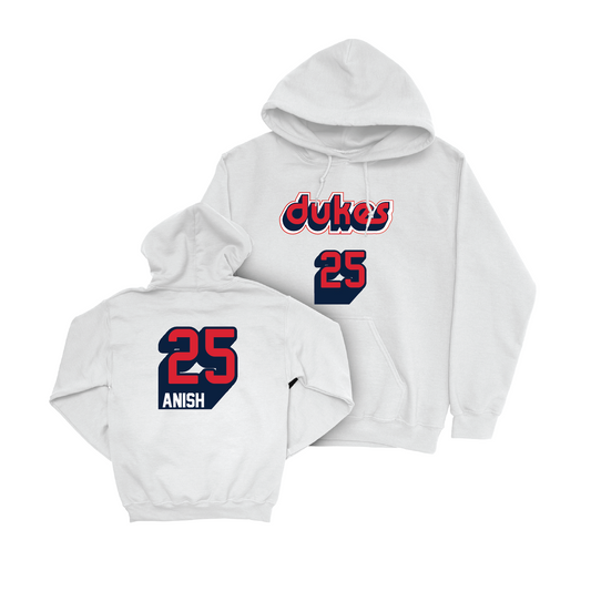 Duquesne Men's Basketball Throwback Shirsey White Hoodie - Ethan Anish | #25