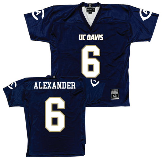 UC Davis Football Navy Jersey - Markeece Alexander | #6