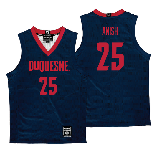 Duquesne Men's Basketball Navy Jersey - Ethan Anish | #25