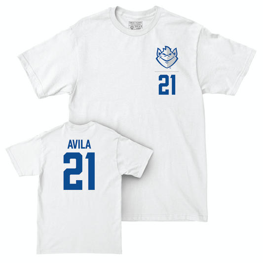 Saint Louis Men's Basketball White Logo Comfort Colors Tee - Robbie Avila