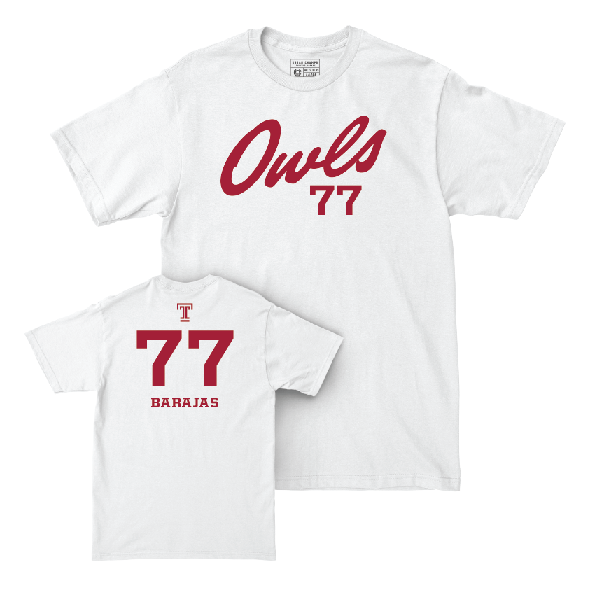Temple Football White Script Comfort Colors Tee  - Diego Barajas