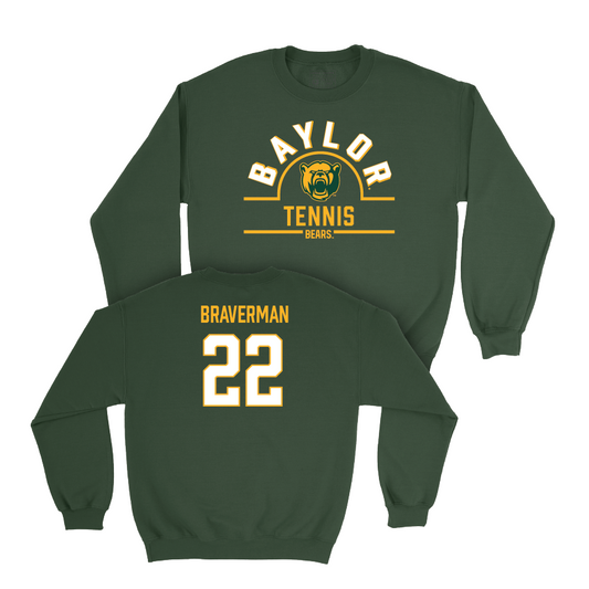 Baylor Men's Tennis Forest Green Arch Crew - Justin Braverman Small