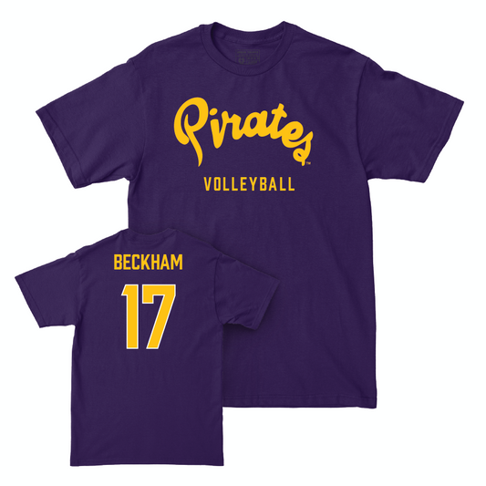 East Carolina Women's Volleyball Purple Script Tee  - Kenzie Beckham