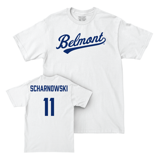 Belmont Men's Basketball White Script Comfort Colors Tee - Andrew Scharnowski Small