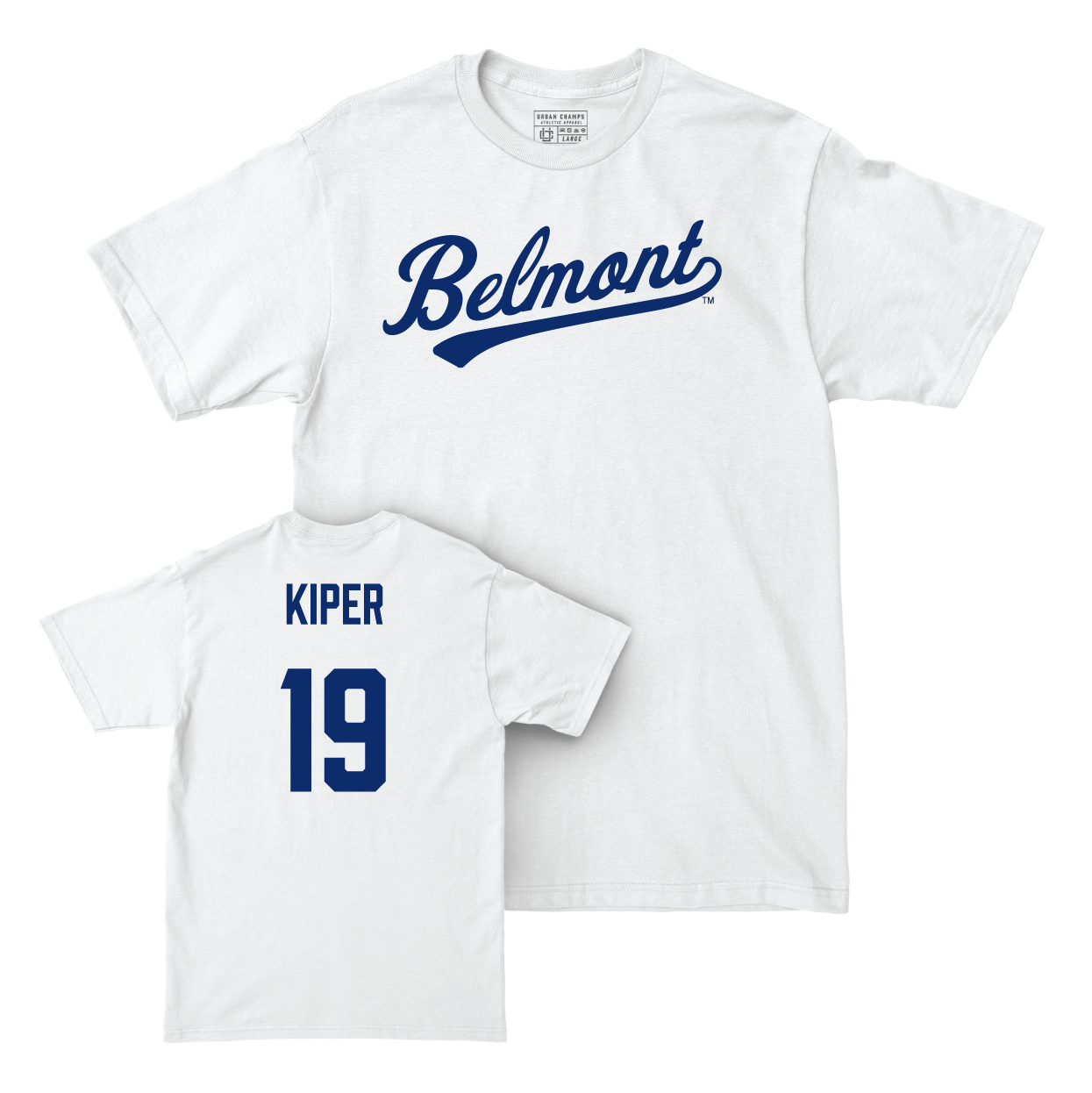 Belmont Men's Soccer White Script Comfort Colors Tee Small / Brock Kiper | #19