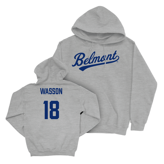 Belmont Baseball Sport Grey Script Hoodie - Dalton Wasson Small