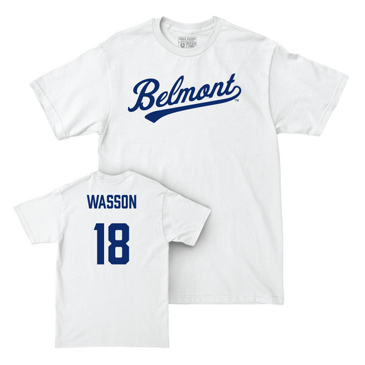 Belmont Baseball White Script Comfort Colors Tee - Dalton Wasson Small