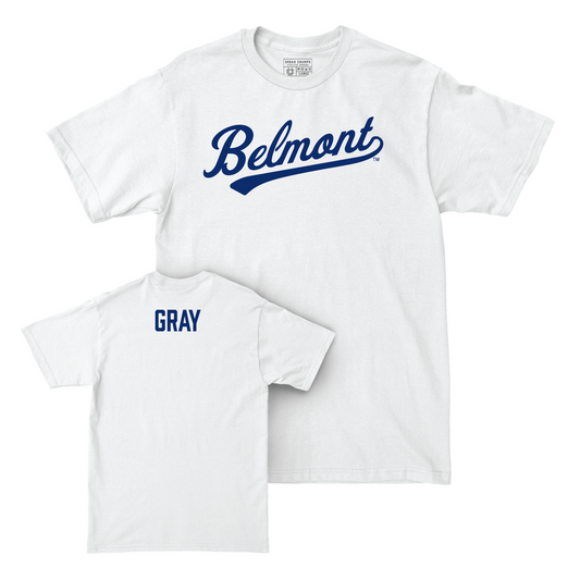 Belmont Track and Field White Script Comfort Colors Tee - Jayden Gray Small