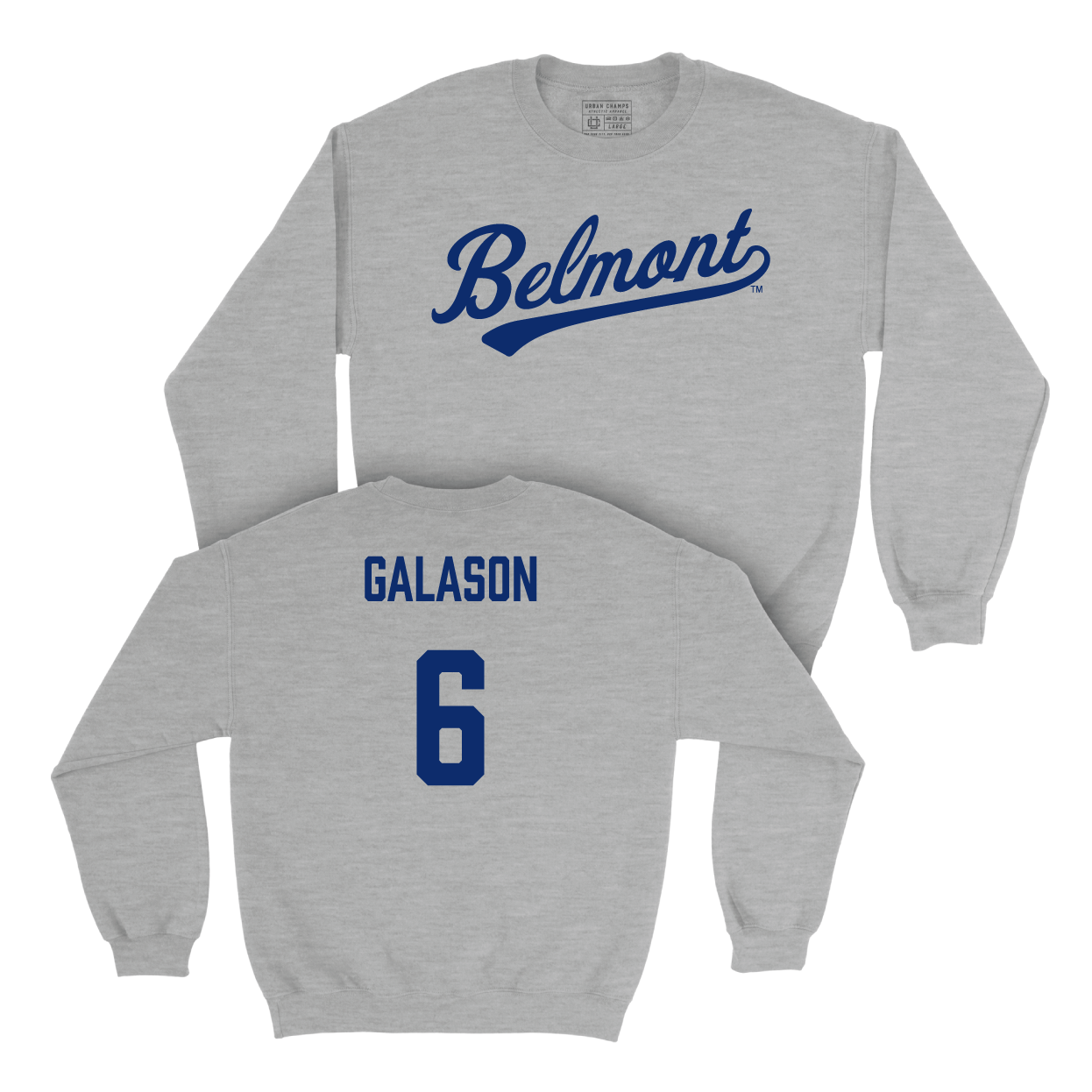 Belmont Baseball Sport Grey Script Crew Small / Kaden Galason  | #6
