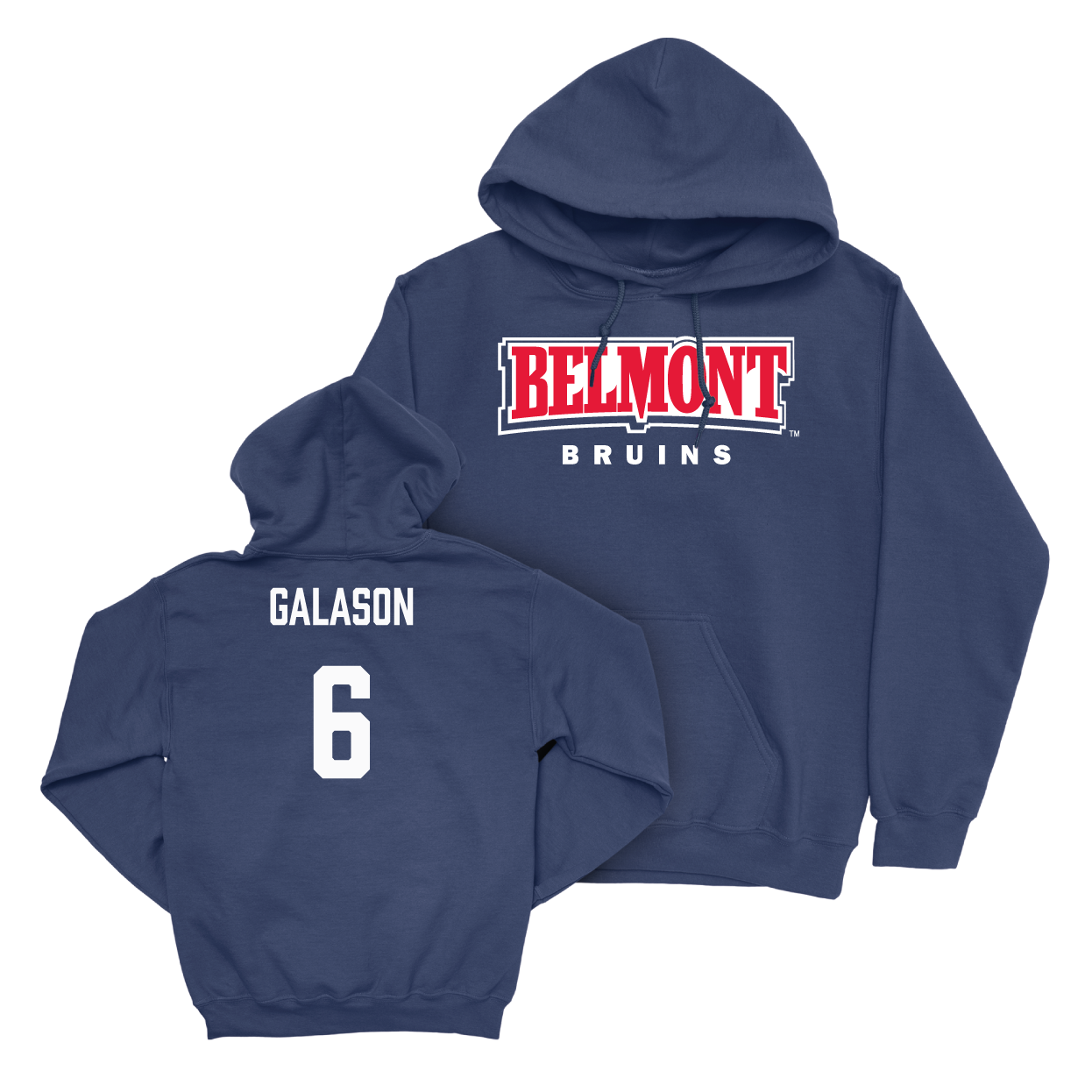 Belmont Baseball Navy Belmont Hoodie Small / Kaden Galason  | #6