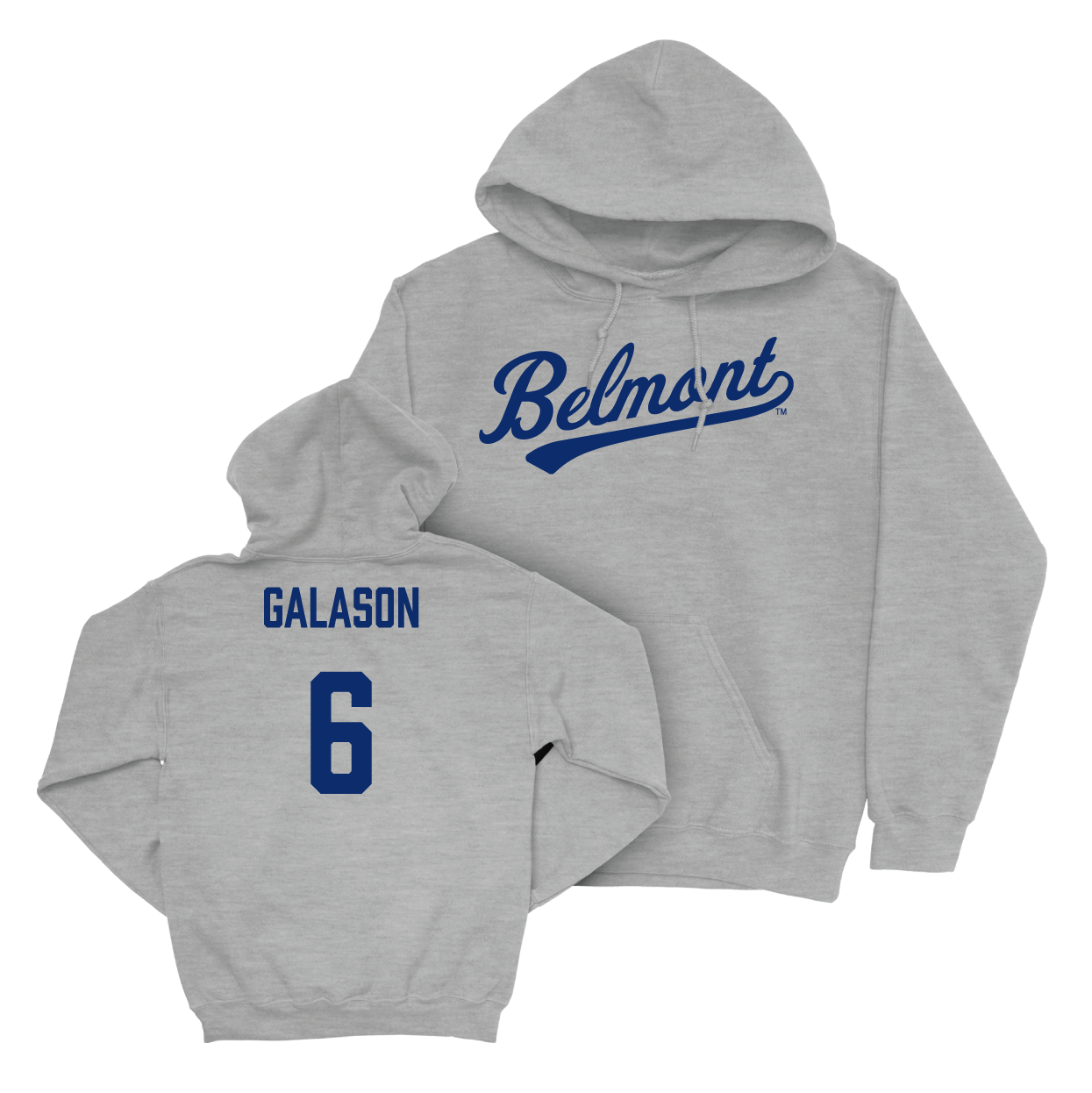 Belmont Baseball Sport Grey Script Hoodie Small / Kaden Galason  | #6