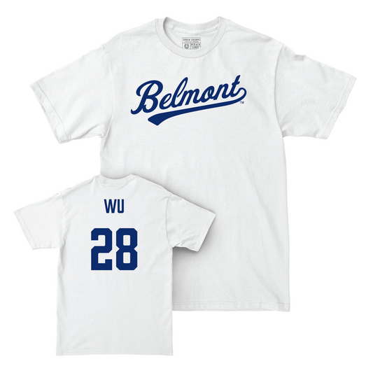 Belmont Baseball White Script Comfort Colors Tee - Kaden Wu Small