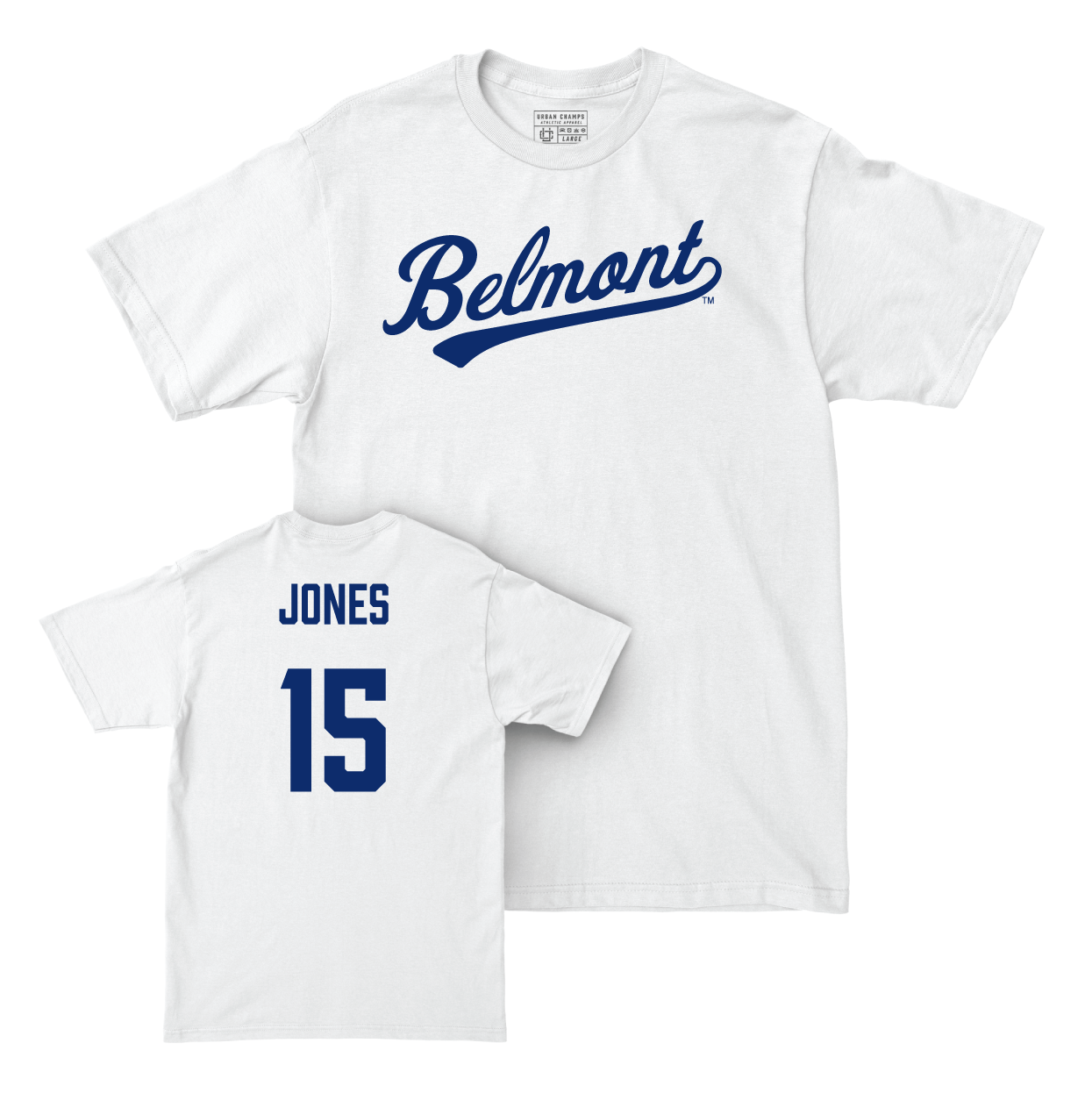 Belmont Baseball White Script Comfort Colors Tee Small / Max Jones | #15