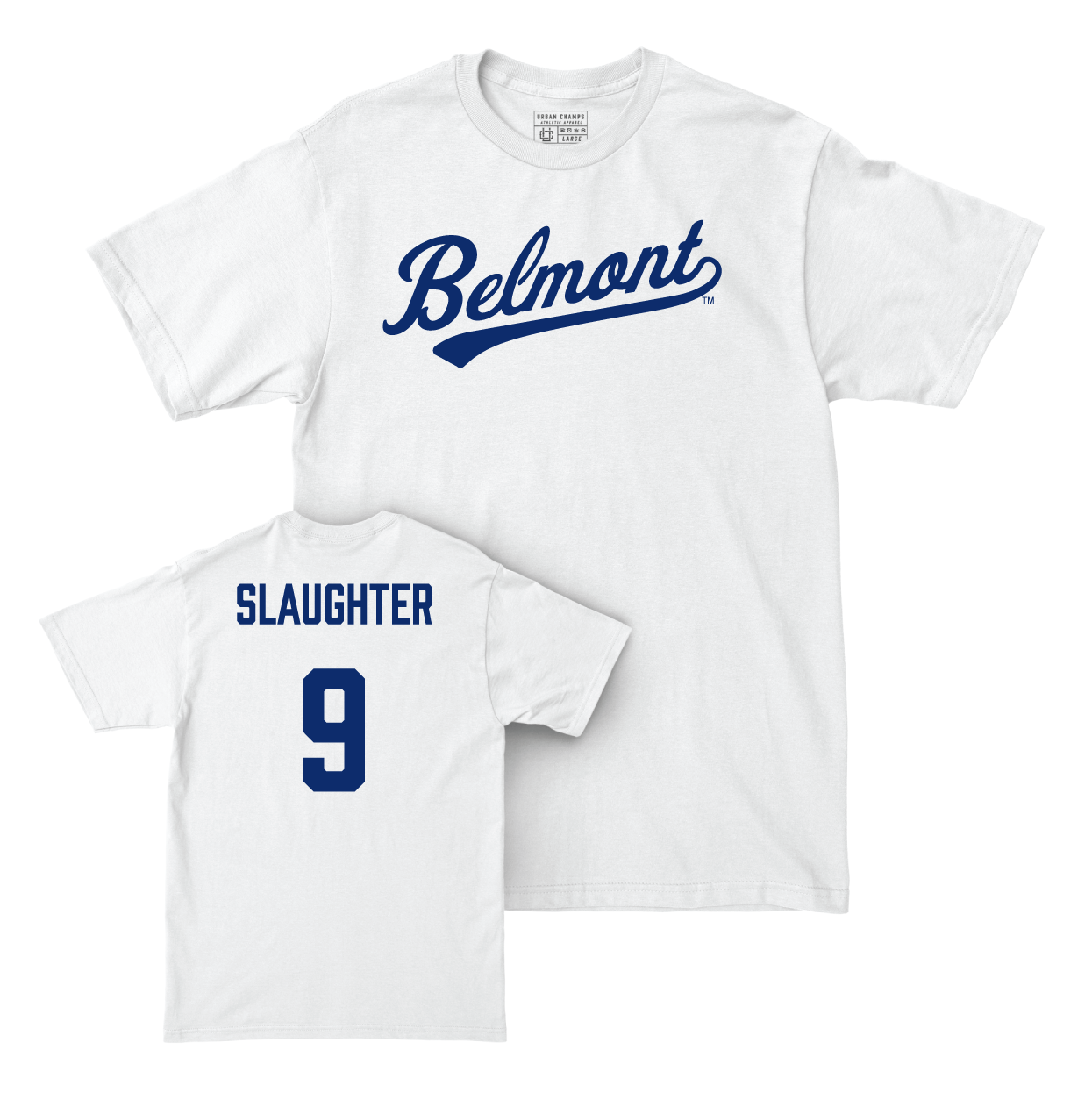 Belmont Baseball White Script Comfort Colors Tee Small / Sam Slaughter | #9