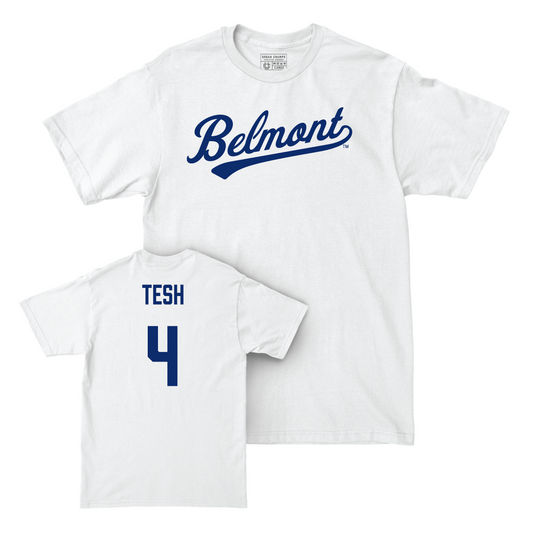 Belmont Baseball White Script Comfort Colors Tee  - Simon Tesh Small