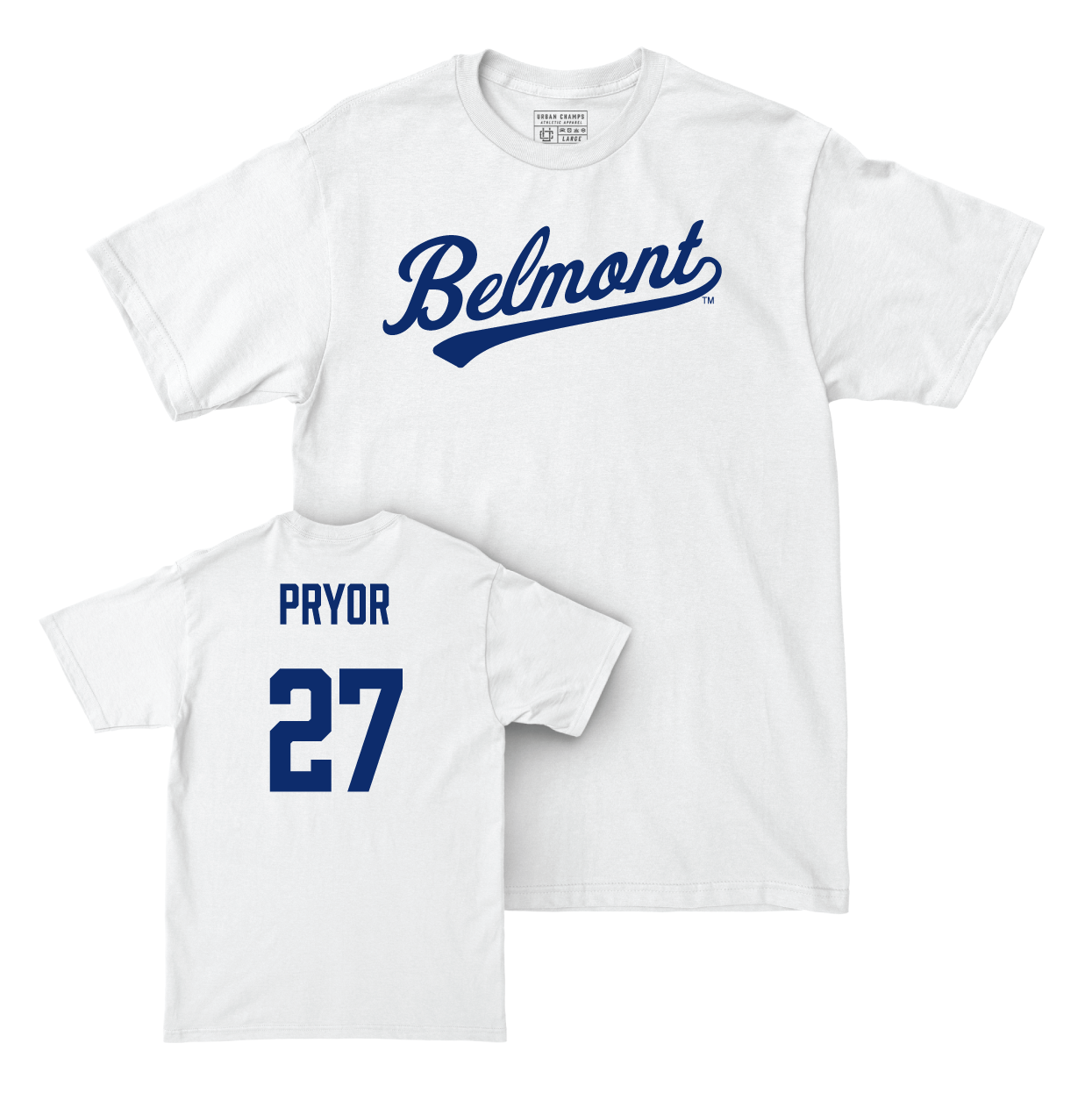 Belmont Baseball White Script Comfort Colors Tee Small / Will Pryor | #27