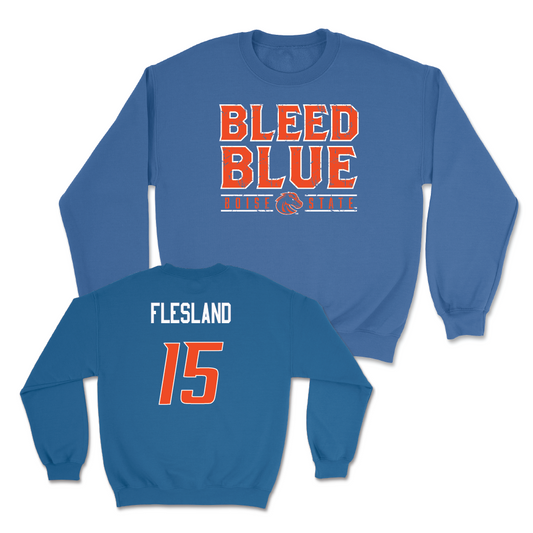 Boise State Softball Blue "Bleed Blue" Crew - Morgan Flesland Youth Small