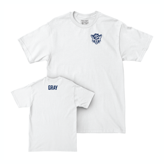 BYU Men's Track & Field White Logo Comfort Colors Tee - Hayden Gray Small
