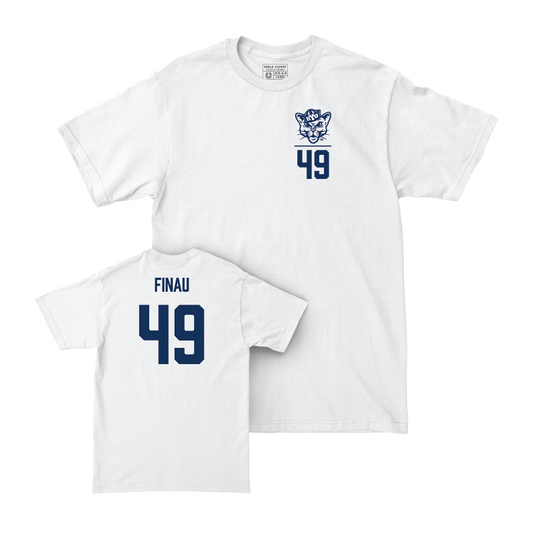 BYU Football White Logo Comfort Colors Tee - Lucky Finau Small
