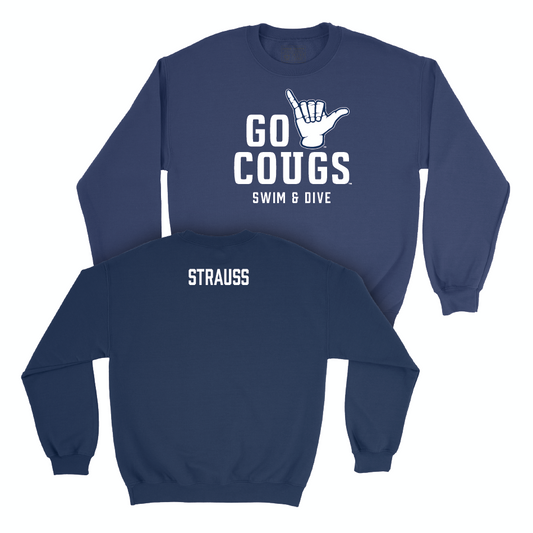 BYU Men's Swim & Dive Navy Cougs Crew - Mickey Strauss Small