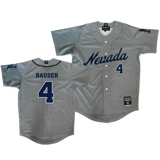 Nevada Baseball Grey Jersey - Jeffrey Bauser | #4