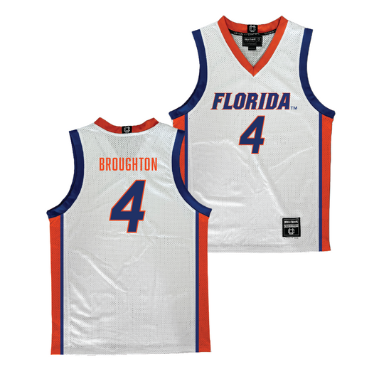 Florida Women's Basketball White Jersey - Zippy Broughton | #4