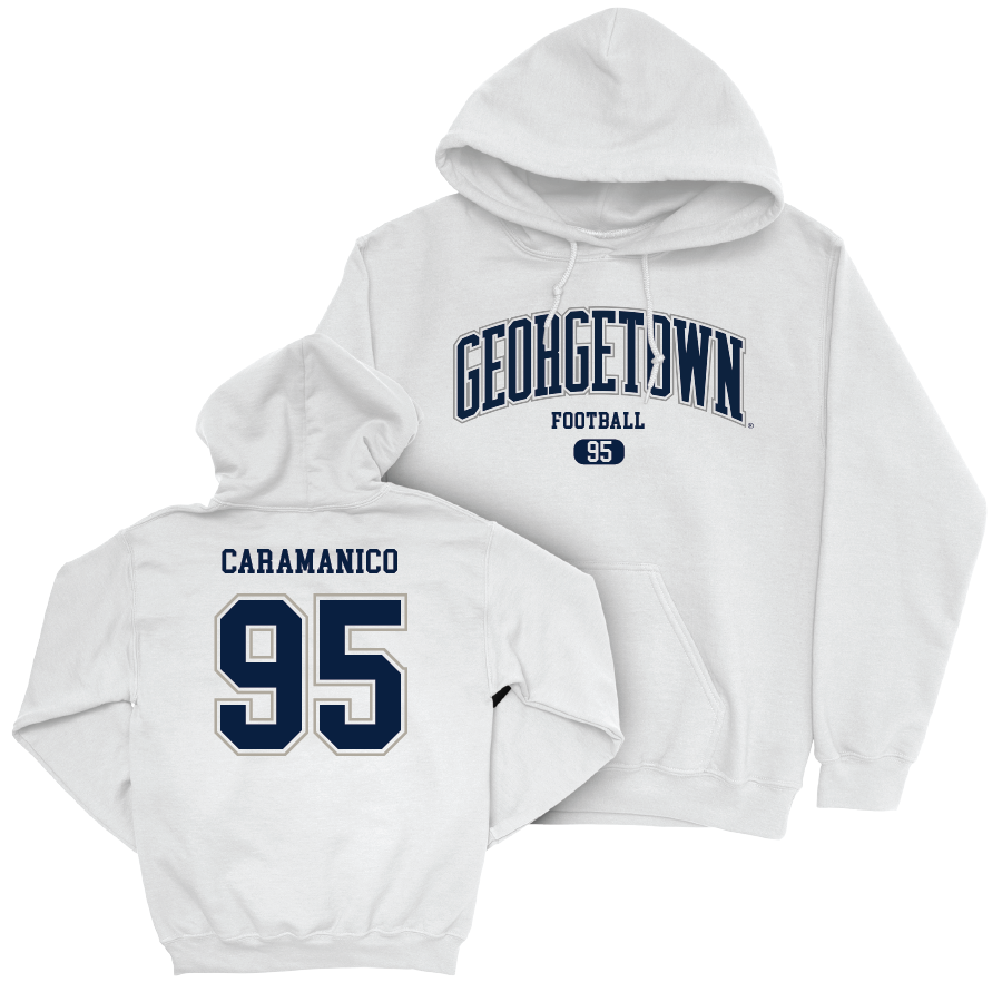 Georgetown Football White Arch Hoodie - John Caramanico
