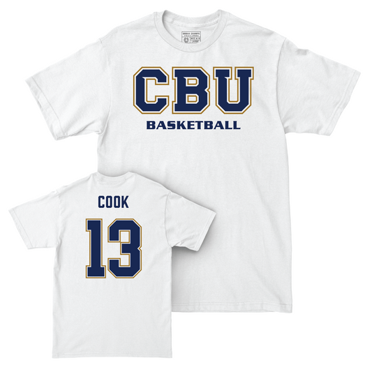Men's Basketball White Comfort Colors Classic Tee - Brady Cook Youth Small