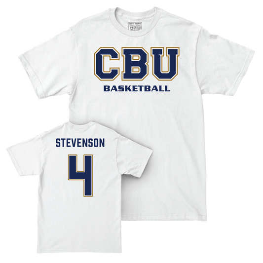 Men's Basketball White Comfort Colors Classic Tee - Brantly Stevenson Youth Small