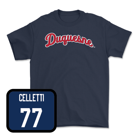 Duquesne Football Navy Script Tee - Anthony Celletti