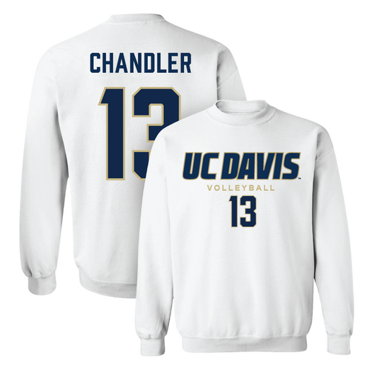 UC Davis Volleyball White Classic Crew  - Ally Chandler