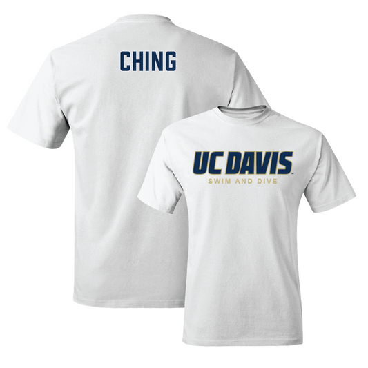 UC Davis Women's Swim & Dive White Classic Comfort Colors Tee - Maddy Ching