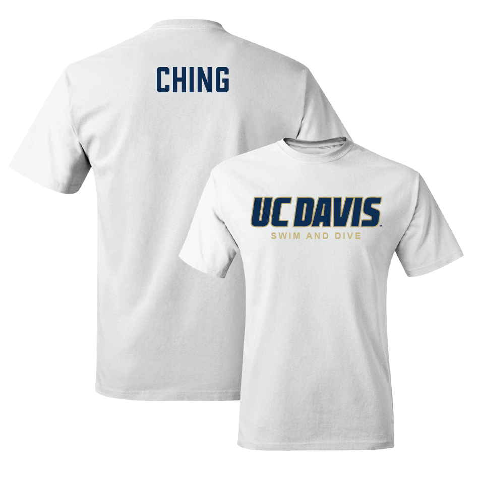 UC Davis Women's Swim & Dive White Classic Comfort Colors Tee - Maddy Ching