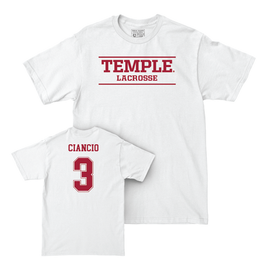 Temple Women's Lacrosse White Classic Comfort Colors Tee  - Mia Ciancio