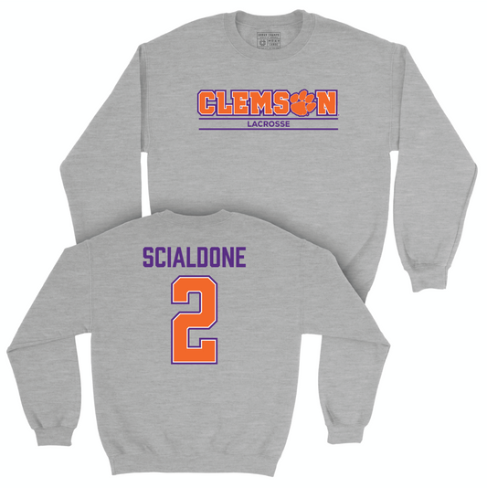 Clemson Women's Lacrosse Sport Grey Stacked Crew - Alex Scialdone Small