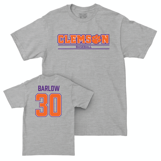 Clemson Baseball Sport Grey Stacked Tee - Billy Barlow Small