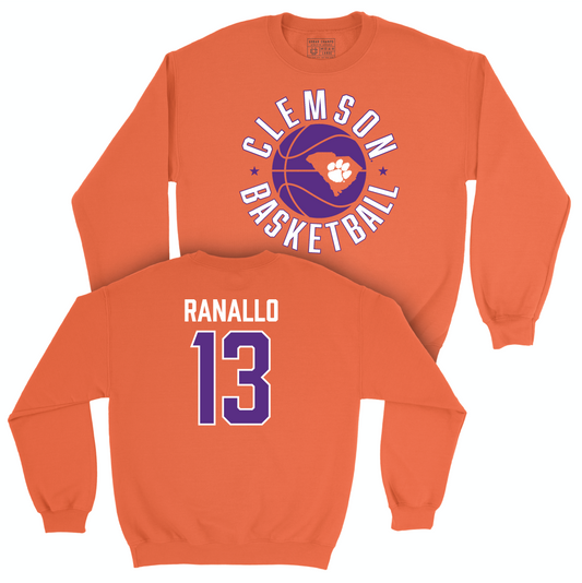 Clemson Women's Basketball Orange Hardwood Crew - Bella Ranallo Small