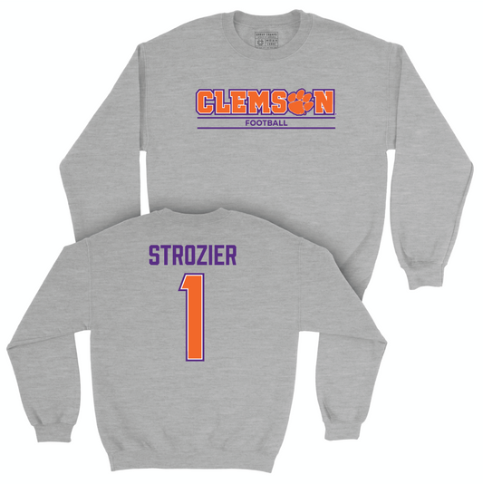 Clemson Football Sport Grey Stacked Crew - Branden Strozier Small