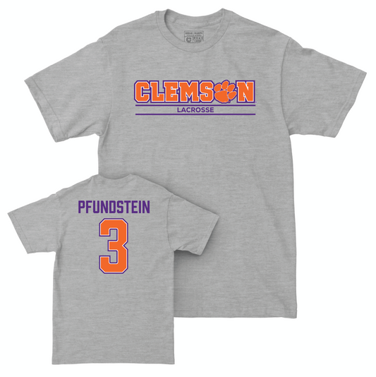 Clemson Women's Lacrosse Sport Grey Stacked Tee - Camryn Pfundstein Small