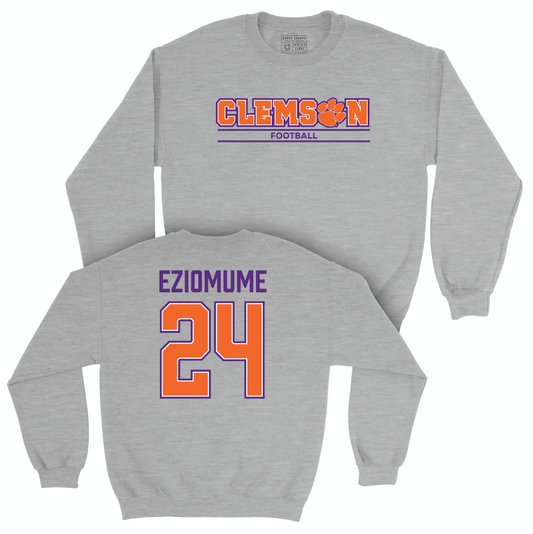 Clemson Football Sport Grey Stacked Crew - David Eziomume Small