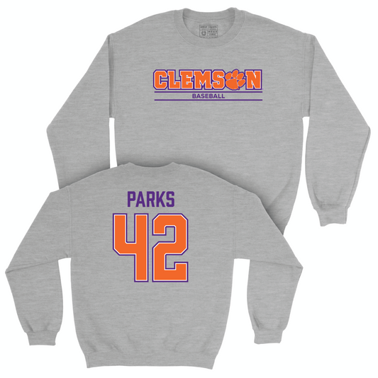 Clemson Baseball Sport Grey Stacked Crew - Devin Parks Small