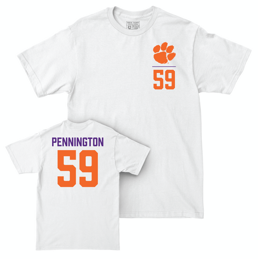 Clemson Football White Logo Comfort Colors Tee - Dietrick Pennington Small