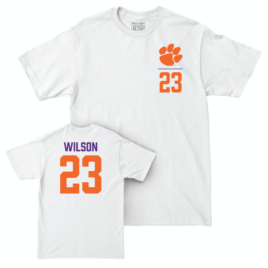Clemson Men's Soccer White Logo Comfort Colors Tee - Duncan Wilson Small