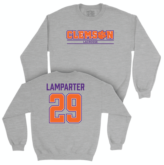 Clemson Women's Lacrosse Sport Grey Stacked Crew - Emily Lamparter Small