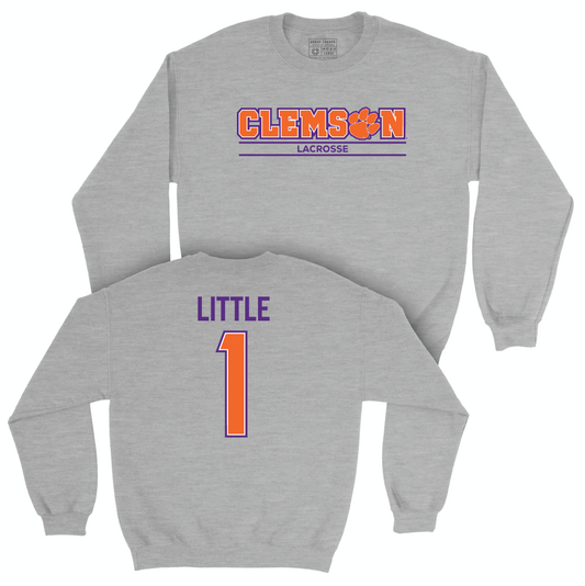 Clemson Women's Lacrosse Sport Grey Stacked Crew - Ella Little Small