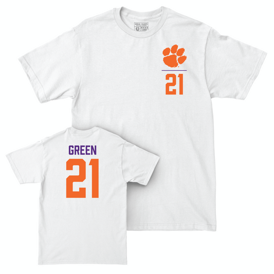 Clemson Football White Logo Comfort Colors Tee - Jarvis Green Small