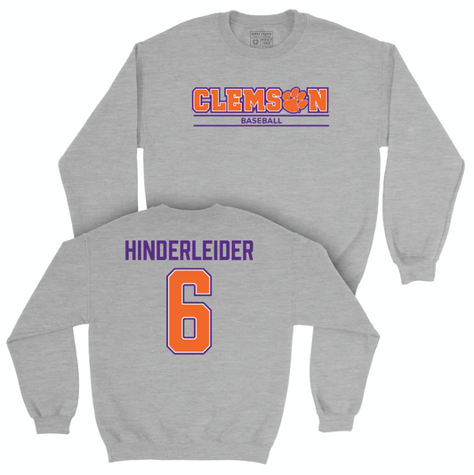 Clemson Baseball Sport Grey Stacked Crew - Jacob Hinderleider Small