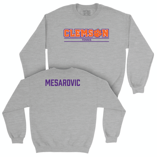 Clemson Men's Tennis Sport Grey Stacked Crew - Marko Mesarovic Small